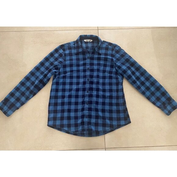 Riders by Lee Button Up Shirt Women's Small Plaid Flannel Fleece Lined Top Blue - Picture 1 of 6